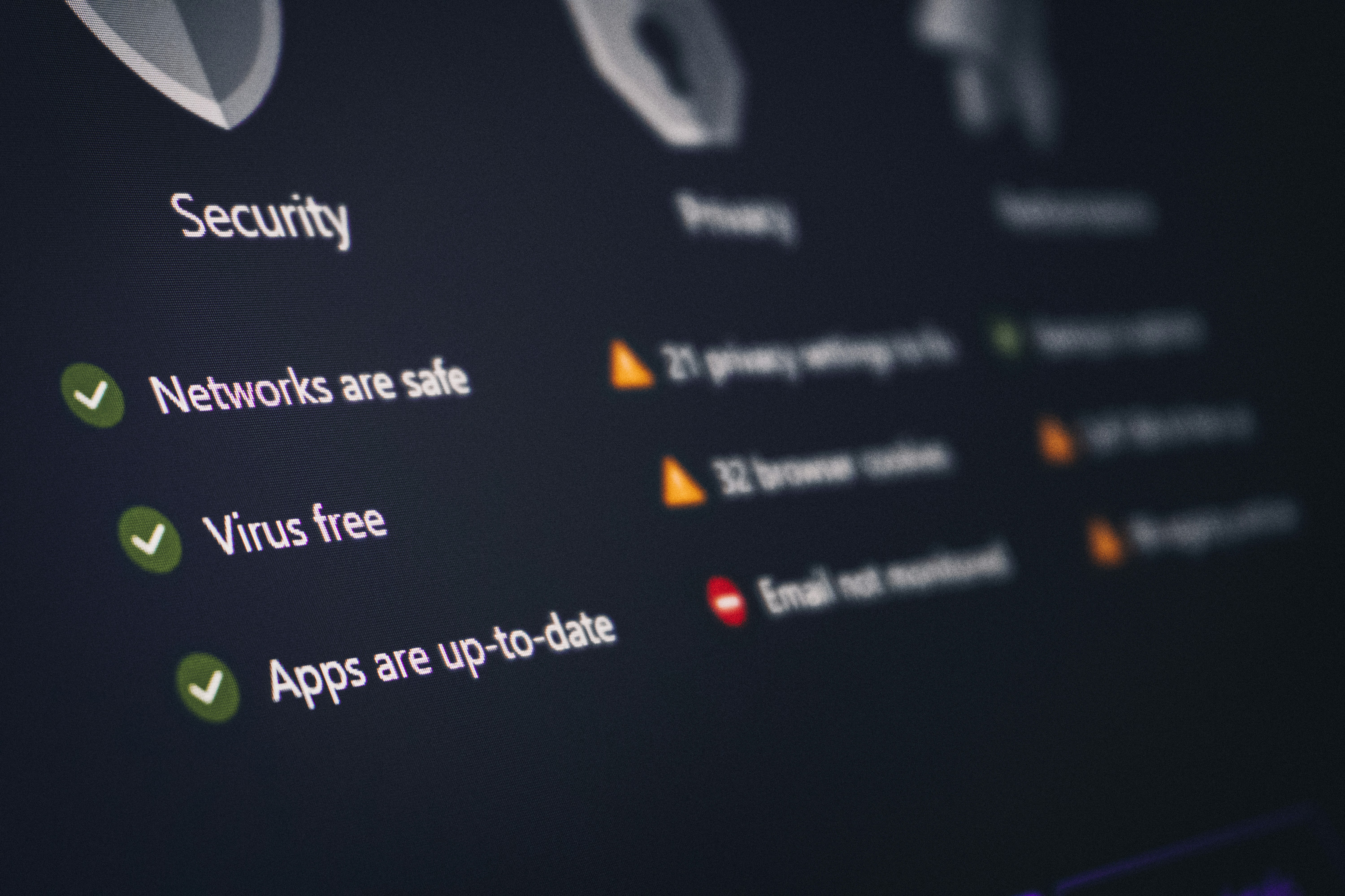 Display with Security images and checkmarks